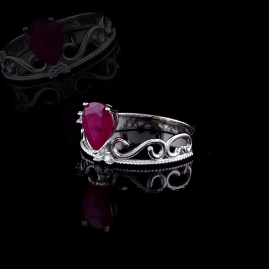 1.28 Carat Natural Diamond and Ruby Ring – Elegant Fine Jewelry Design