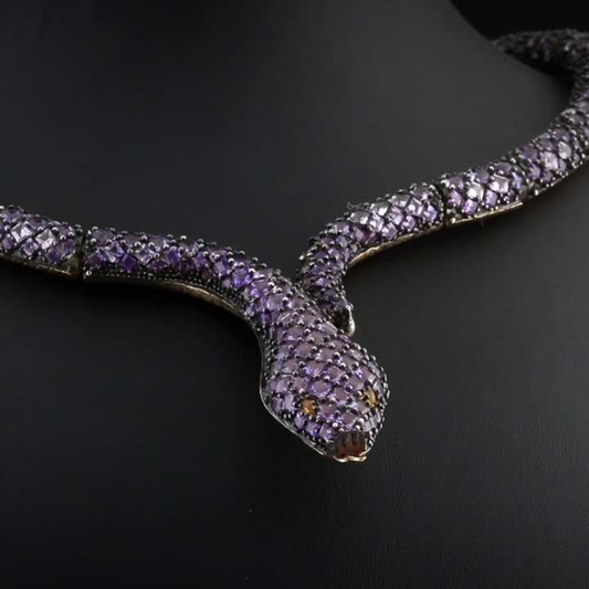 69 Carat Natural Amethyst Snake Necklace – Elegant Fine Jewelry Design