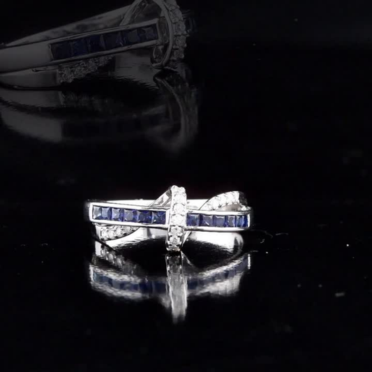 0.34 Carat Natural Diamond and Sapphire Ring – Fine Jewelry Design
