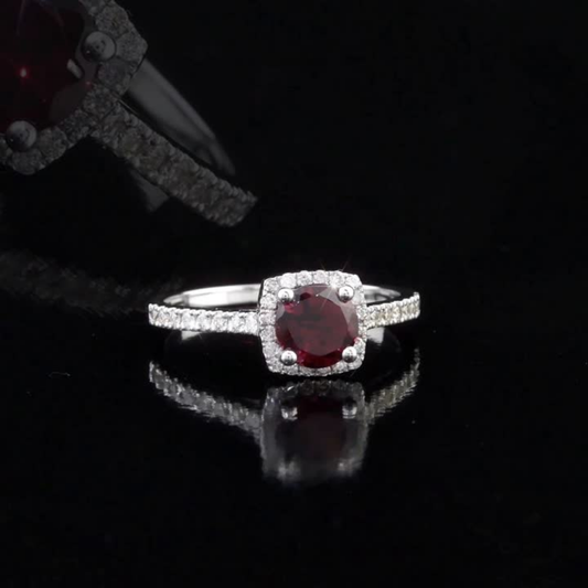 1.32 Carat Natural Diamond and Rhodolite Ring – Fine Jewelry Design