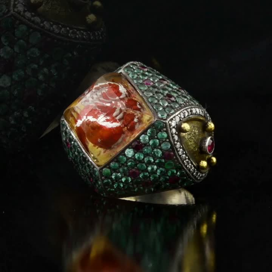 5.88 Carat Natural Diamond and Emerald Ring – Fine Jewelry Design