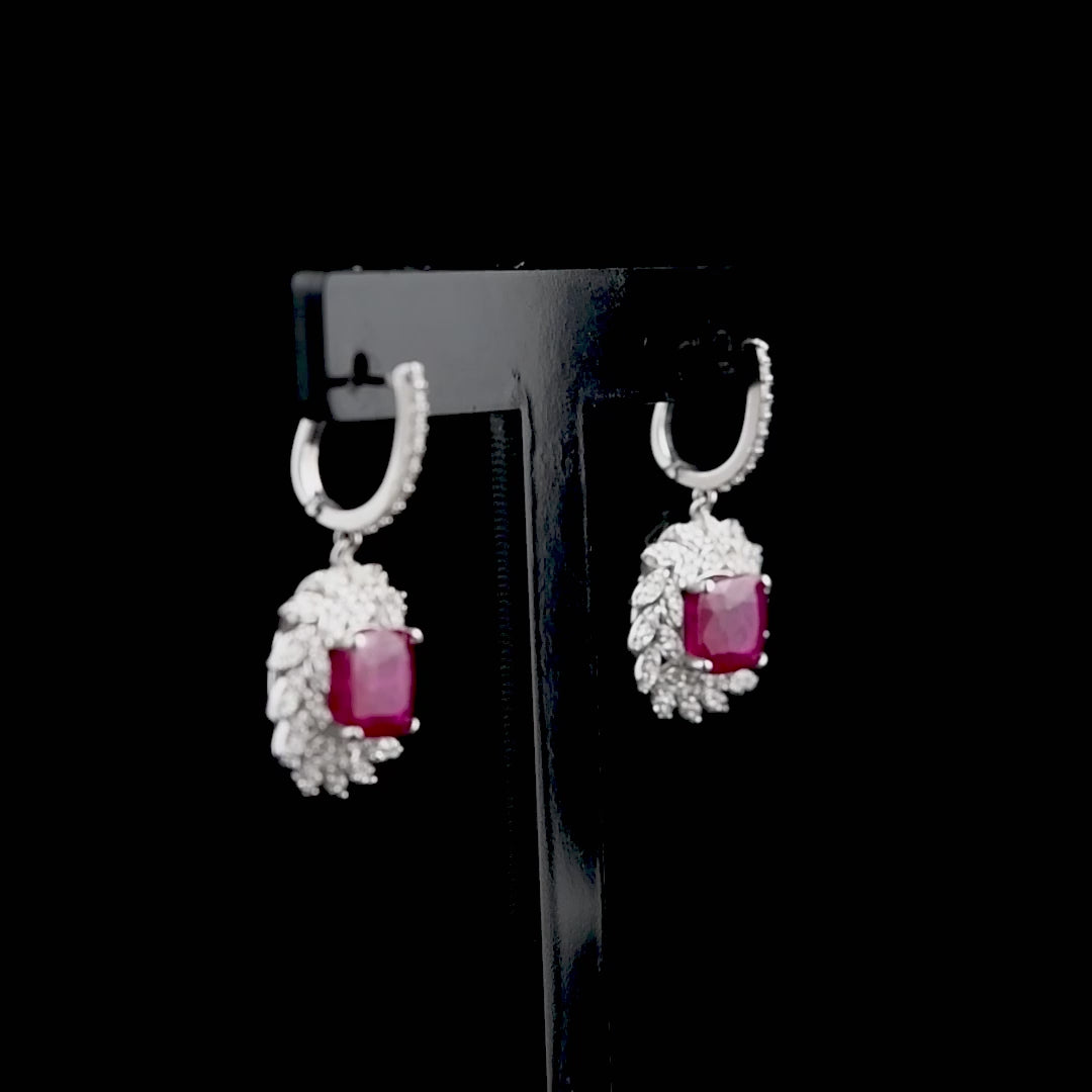8.36 Carat Natural Diamond and Ruby Earrings – Fine Jewelry Design