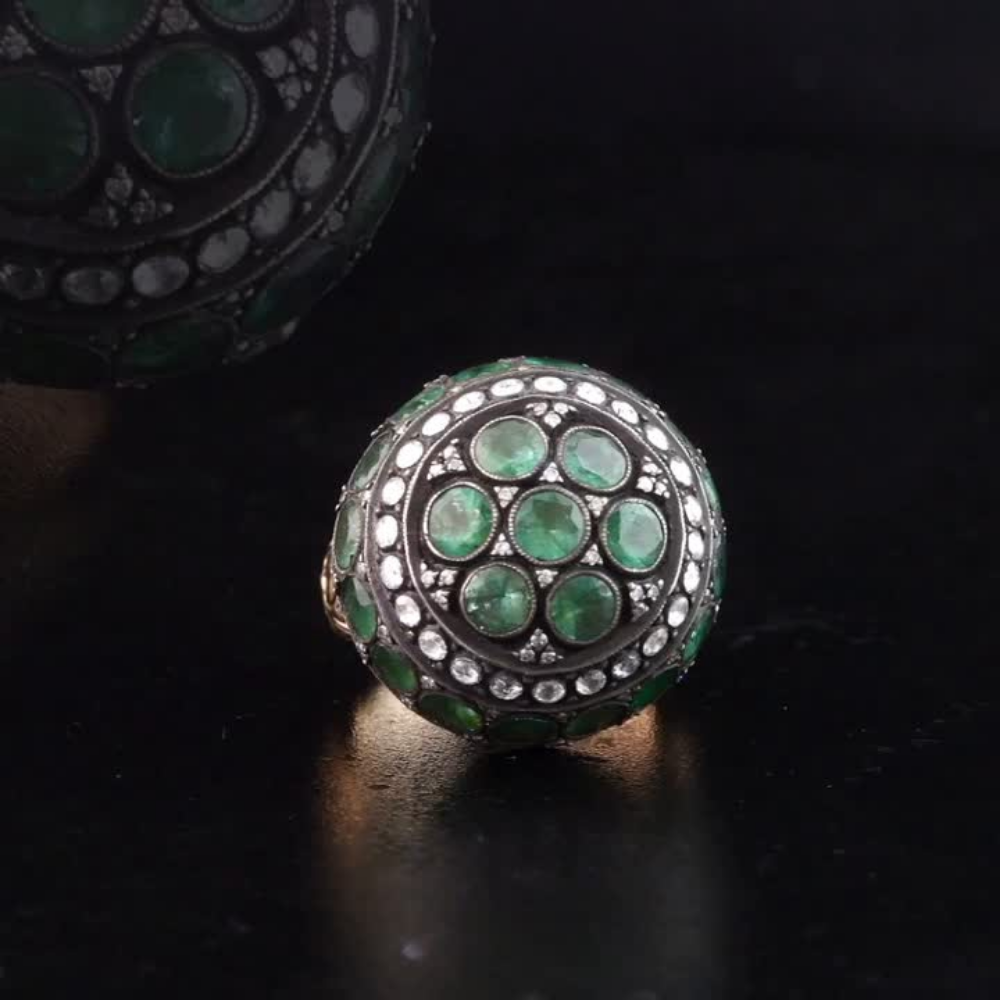 9.09 Carat Natural Diamond and Emerald Ring – Fine Jewelry Design