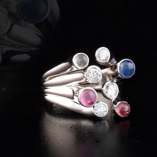 1.68 Carat Natural Diamond and Tourmaline Ring – Fine Jewelry Design