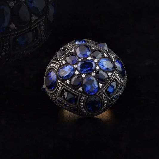 25.67 Carat Natural Diamond and Sapphire Ring – Fine Jewelry Design