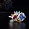 3.71 Carat Natural Diamond, Tourmaline and Sapphire Ring