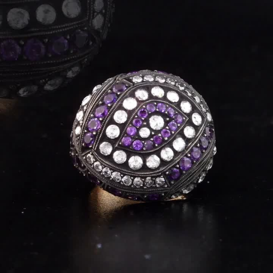 7.61 Carat Natural Diamond and Amethyst Ring – Fine Jewelry Design