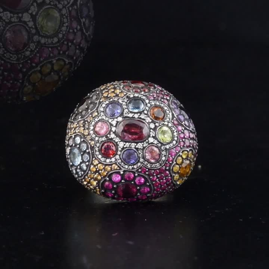 2.96 Carat Natural Diamond and Rhodolite Ring – Fine Jewelry Design