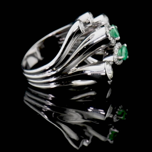 1.50 Carat Natural Diamond and Emerald Ring – Fine Jewelry Design