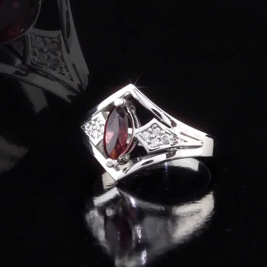 0.68 Carat Natural Diamond and Garnet Ring – Fine Jewelry Design