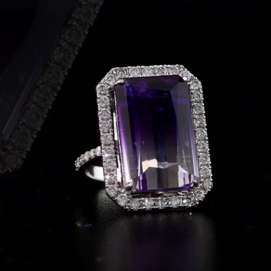 14.46 Carat Natural Diamond and Amethyst Ring – Fine Jewelry Design