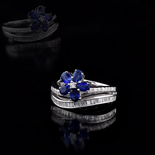 1.07 Carat Natural Diamond and Sapphire Ring – Fine Jewelry Design