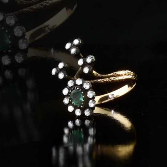 0.72 Carat Natural Diamond and Emerald Ring – Fine Jewelry Design