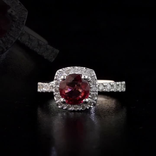 1.78 Carat Natural Diamond and Rhodolite Ring – Fine Jewelry Design