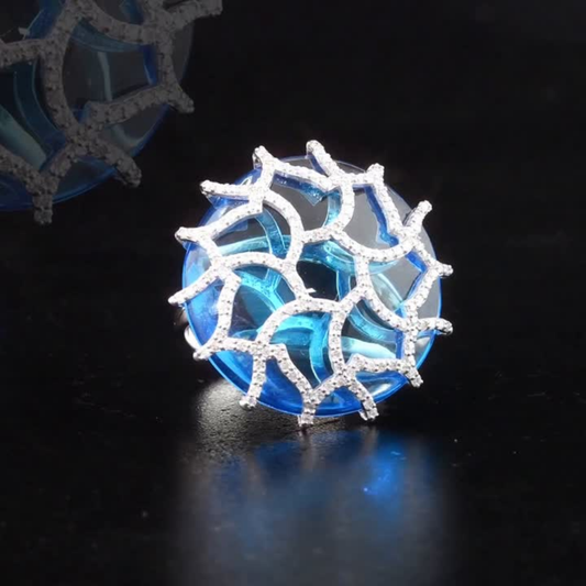 1.32 Carat Natural Diamond and Blue Topaz Ring - Fine Jewelry Design