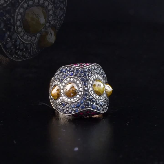5.92 Carat Natural Diamond and Sapphire Ring – Fine Jewelry Design