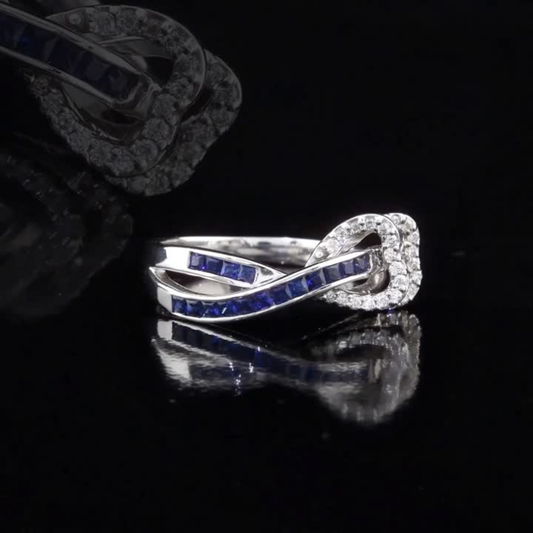 0.61 Carat Natural Diamond and Sapphire Ring – Fine Jewelry Design