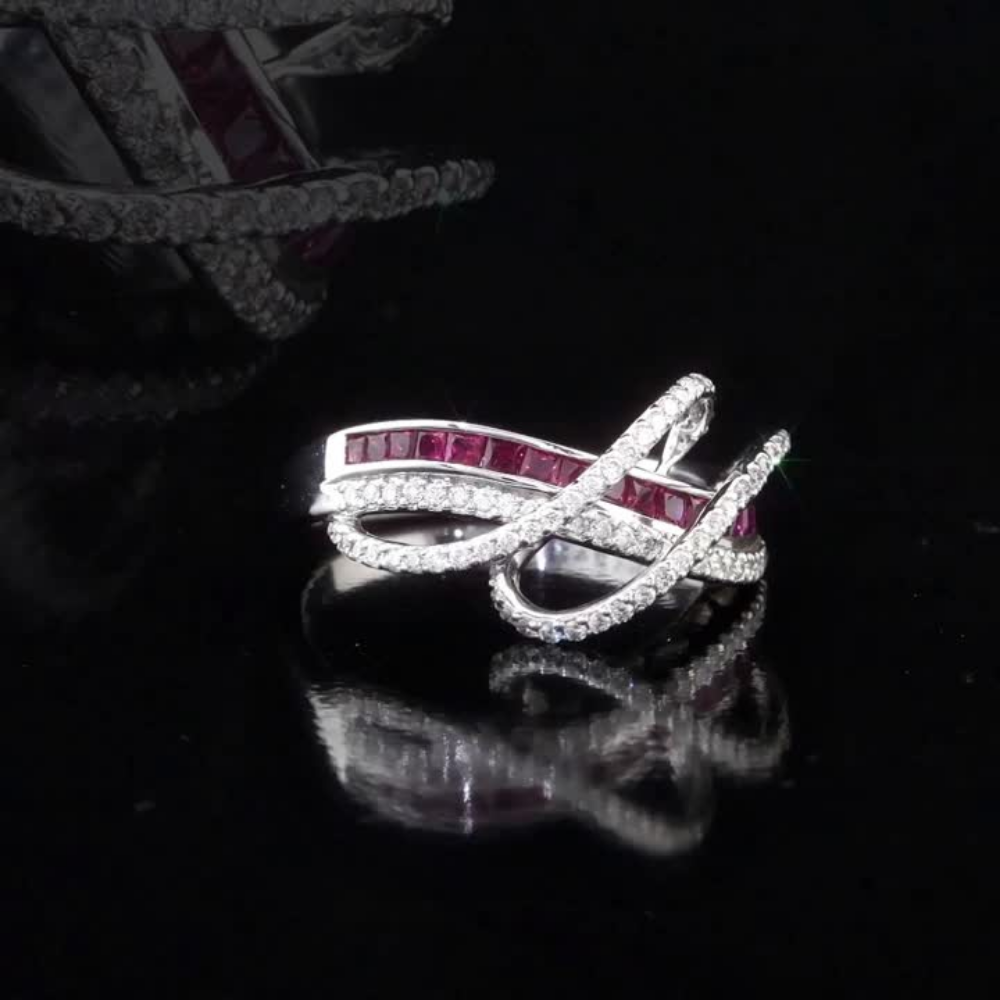 0.95 Carat Natural Diamond and Ruby Ring – Fine Jewelry Design