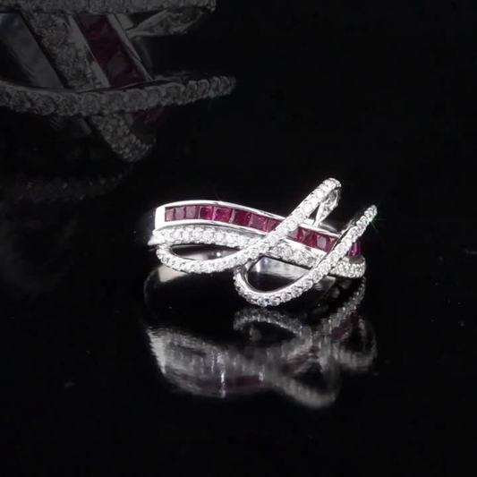0.95 Carat Natural Diamond and Ruby Ring – Fine Jewelry Design