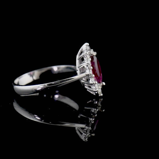 1.55 Carat Natural Diamond and Rhodolite Ring – Fine Jewelry Design