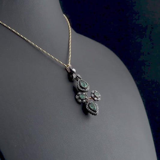 1.43 Carat Natural Diamond and Emerald Necklace – Fine Jewelry Design