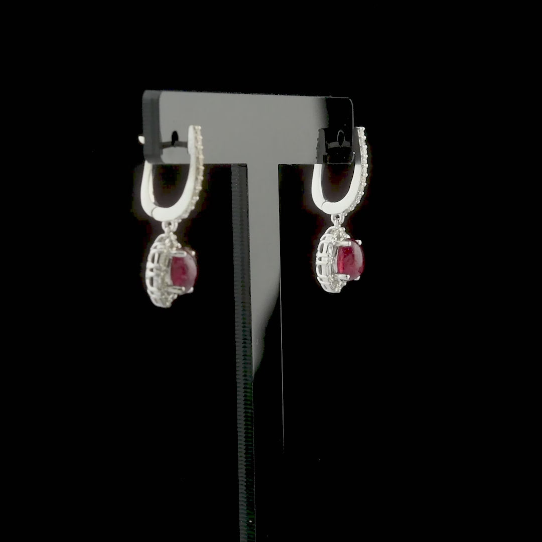 2.93 Carat Natural Diamond and Ruby Earrings – Fine Jewelry Design
